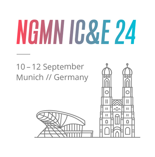 Cover image of the NGMN IC&E 2024 on 10 until 12 September in Munich, Germany, including a line drawing of buildings in Munich.